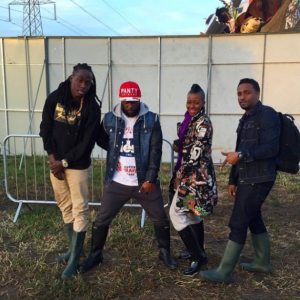 The Viking and ViQueen with manager, Dexter Thomas (right) and videographer, Titan (left).