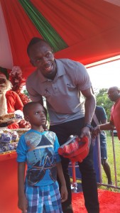 Usain brought smiles to many children's faces this Christmas. 