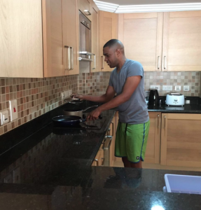 Akil says he's no chef but he can cook to eat. 
